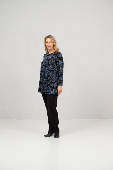 Scandinavian Caramel Swirls Tunic Blue - Apdrukāti T-krekli sievietēm - 