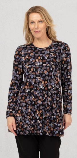 Scandinavian Caramel Flower Petals Tunic Copper and Blue - Apdrukāti T-krekli sievietēm - 