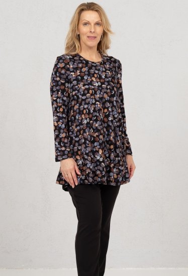 Scandinavian Caramel Flower Petals Tunic Copper and Blue - Apdrukāti T-krekli sievietēm - 