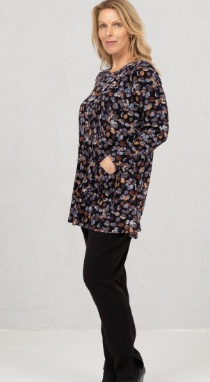 Scandinavian Caramel Flower Petals Tunic Copper and Blue - Apdrukāti T-krekli sievietēm - 