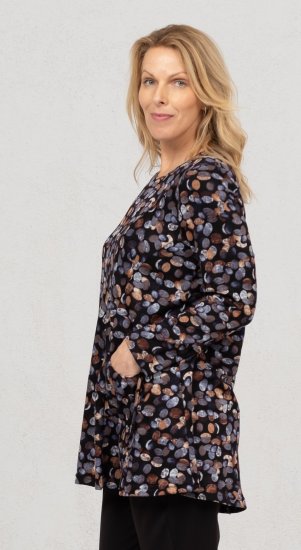 Scandinavian Caramel Flower Petals Tunic Copper and Blue - Apdrukāti T-krekli sievietēm - 