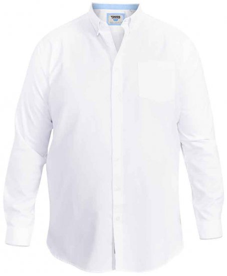 D555 Richard Long Sleeve Oxford Shirt White - Krekli - Krekli - 2XL-8XL