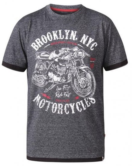 D555 Roman Brooklyn Motorcycles Crew Neck T-Shirt Black Twist - T-krekli - T-krekli - 2XL-14XL