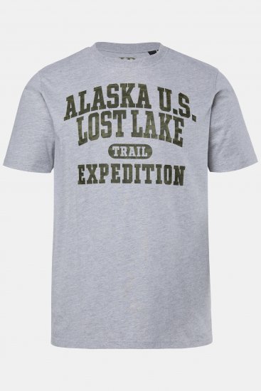 JP1880 T-shirt Short Sleeve Chest Print Grey Melange - T-krekli - T-krekli - 2XL-14XL