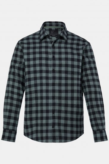 JP1880 Checked Flannel Shirt Long Sleeve Eucalyptus Green - Krekli - Krekli - 2XL-8XL