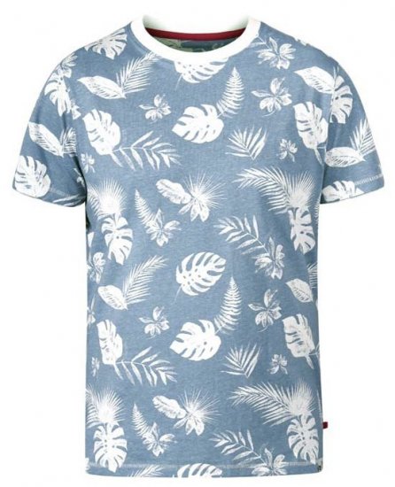 D555 Rudd Hawaiian Print Crew Neck T-Shirt Sky Blue - T-krekli - T-krekli - 2XL-14XL