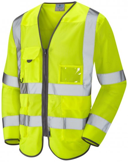 Leo Burrington Coolviz Superior Long Sleeve Waistcoat Hi-Vis Yellow - Darba apģērbs - Darba apģērbs - 3XL-10XL