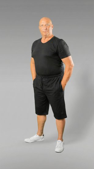 20 Nodi Scirocco Short Leg Sports Pants in Combed Cotton Jersey Black - Sporta bikses un šorti - Sporta bikses un Sporta šorti - 2XL-12XL