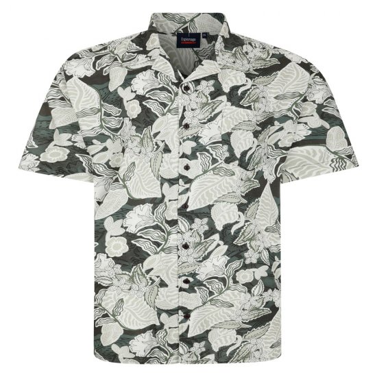 Espionage SH434 īsroku krekls ar lapu apdruku zaļš - Krekli - Krekli - 2XL-8XL