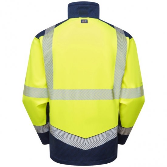 Leo Bowden Ecoviz Softshell Jacket Hi-Vis Yellow/Navy Print - Darba apģērbs - Darba apģērbs - 3XL-10XL