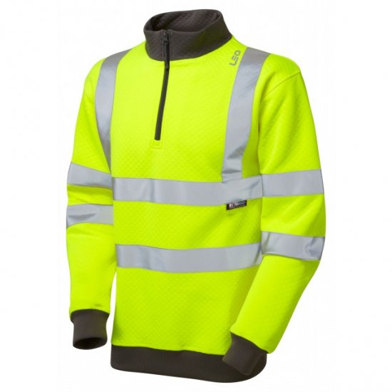 Leo Brynsworthy Ecoviz 1/4 Zip Sweatshirt Hi-Vis Yellow - Darba apģērbs - Darba apģērbs - 3XL-10XL