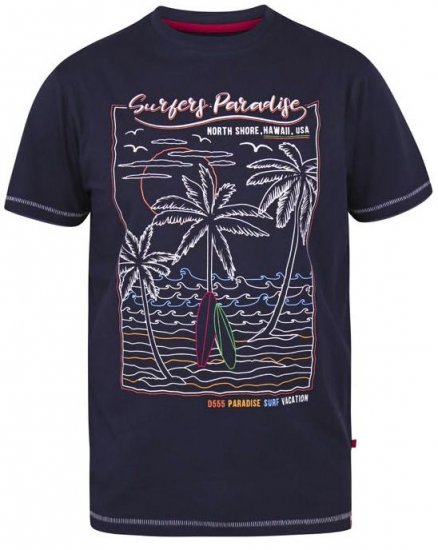 D555 Stewart Surfer'S Paradise Crew Neck T-Shirt Navy - T-krekli - T-krekli - 2XL-14XL