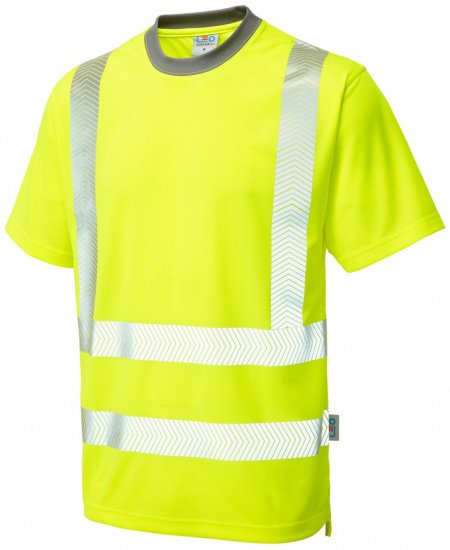 Leo Larkstone Coolviz Plus T-shirt Hi-Vis Yellow - Darba apģērbs - Darba apģērbs - 3XL-10XL
