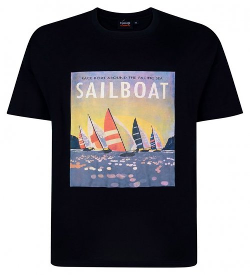 Espionage T459 Sailboat T-krekls ar apdruku tumši zila - T-krekli - T-krekli - 2XL-14XL