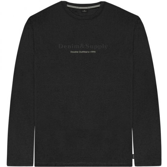Double Outfitters TS-9173 Long Sleeve T-Shirt Embossed Black - T-krekli - T-krekli - 2XL-14XL