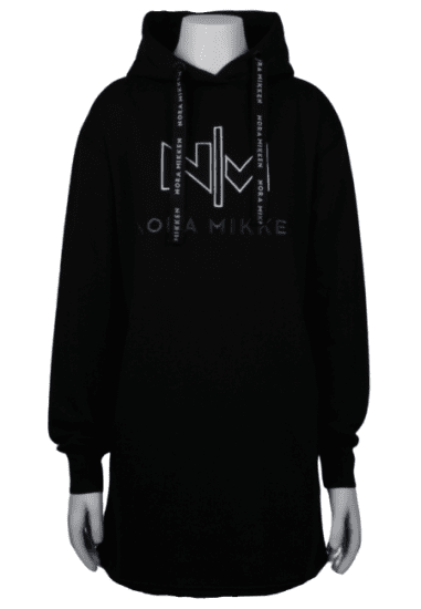 Nora Mikken KADRI WHITE Long Hoodie Black - Džemperi un džemperi ar kapuci - 