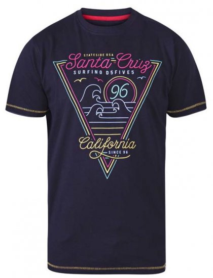 D555 Valley Santa Cruz Crew Neck Printed T-Shirt Black - T-krekli - T-krekli - 2XL-14XL