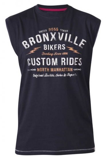 D555 Wrexham Bronxville Biker Printed Sleeveless T-Shirt Navy - T-krekli - T-krekli - 2XL-14XL